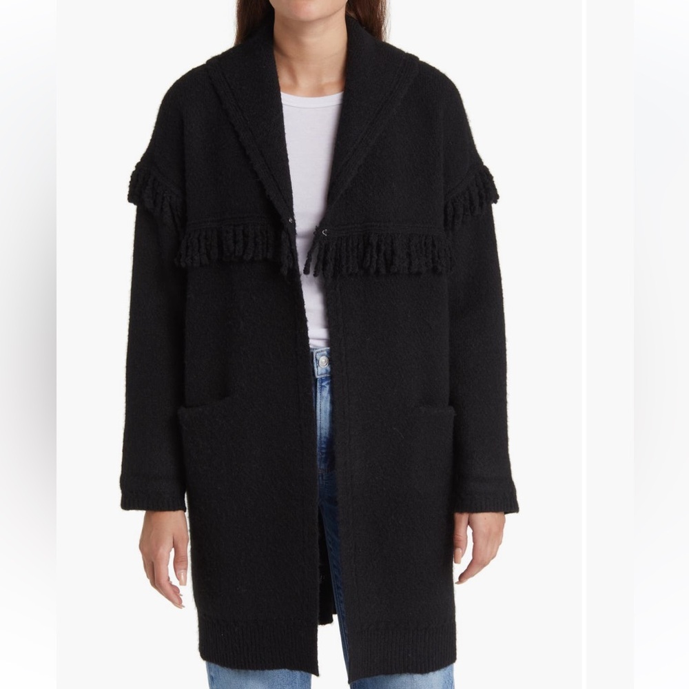 Wit & Wisdom Fringe Yoke Cardigan BLACK